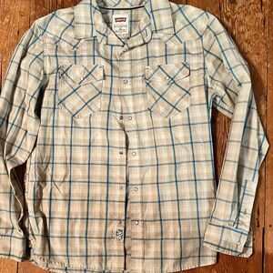 Levi's Beige and Blue Plaid Shirt